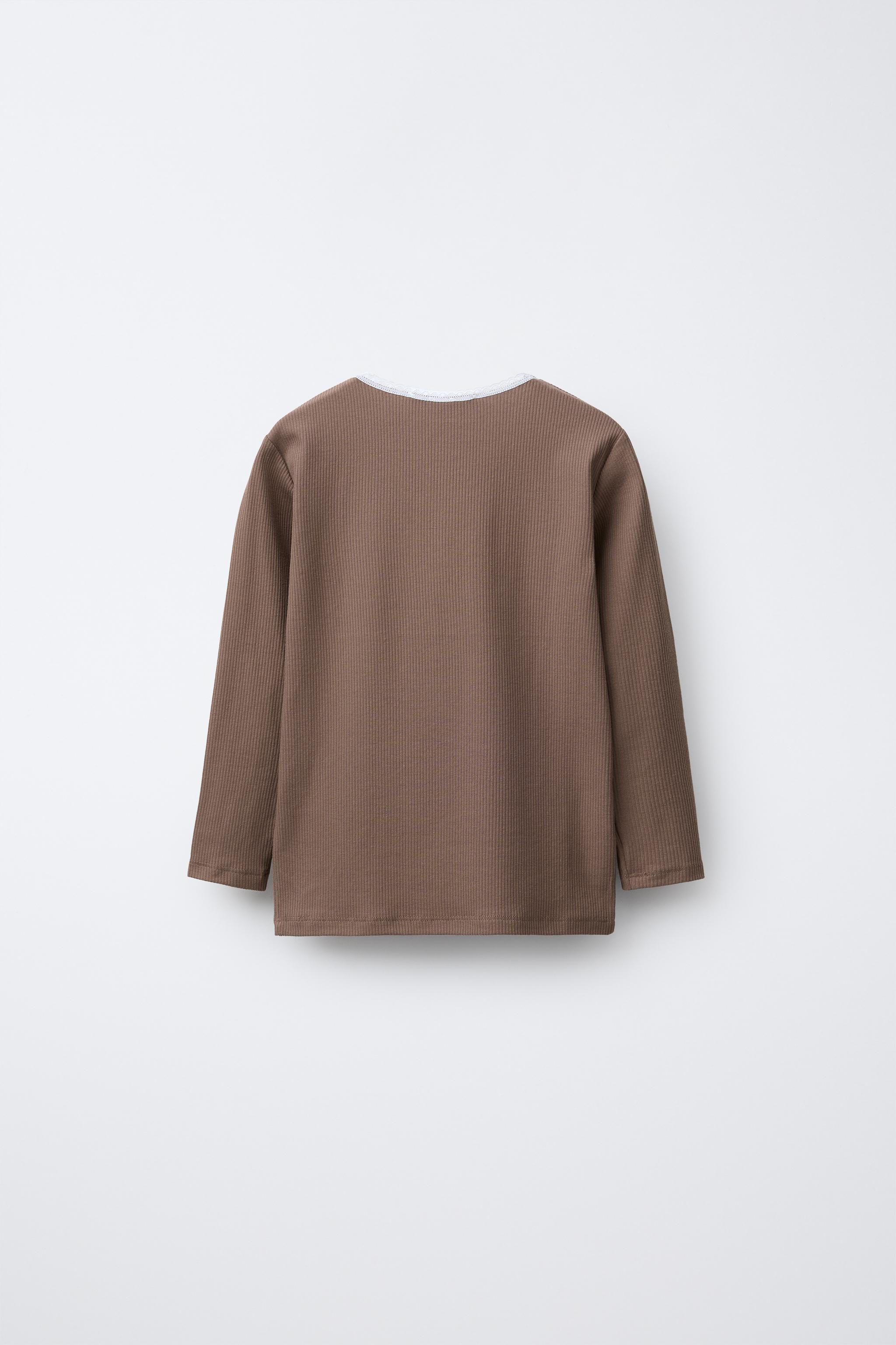 2-6 YEARS / TWO-PACK OF RIBBED LACE TRIM T-SHIRTS